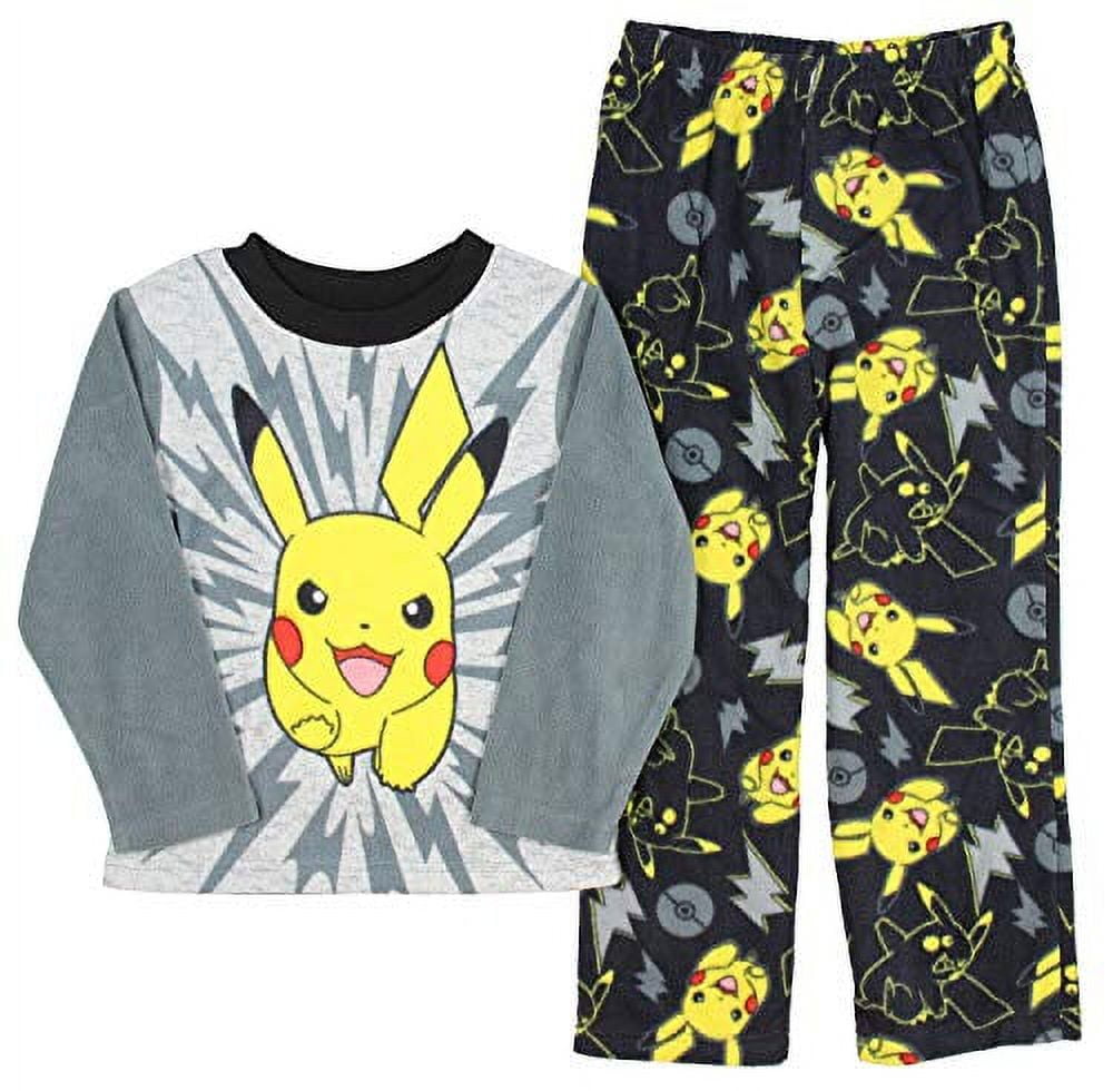 pokemon pyjama - pokémon pikachu - kind - maat 116/122 - grijs/wit