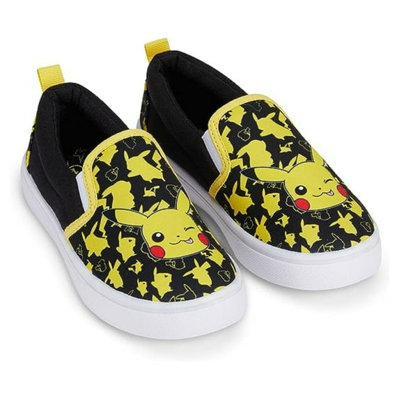 Pokemon Pikachu Boys Shoes, Printed Slip-on Canvas Pikachu Sneakers Black – 2