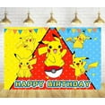 thumbnail image 1 of Pokemon Pikachu Cartoon Theme Birthday Flag Background Banner Children's Party Decoration supplies Photography Photo Prop 5.9x3.6ft, 1 of 5