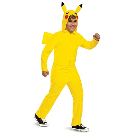 Child's Classic Pokemon Anime Pikachu Hooded Jumpsuit Costume XL 14-16