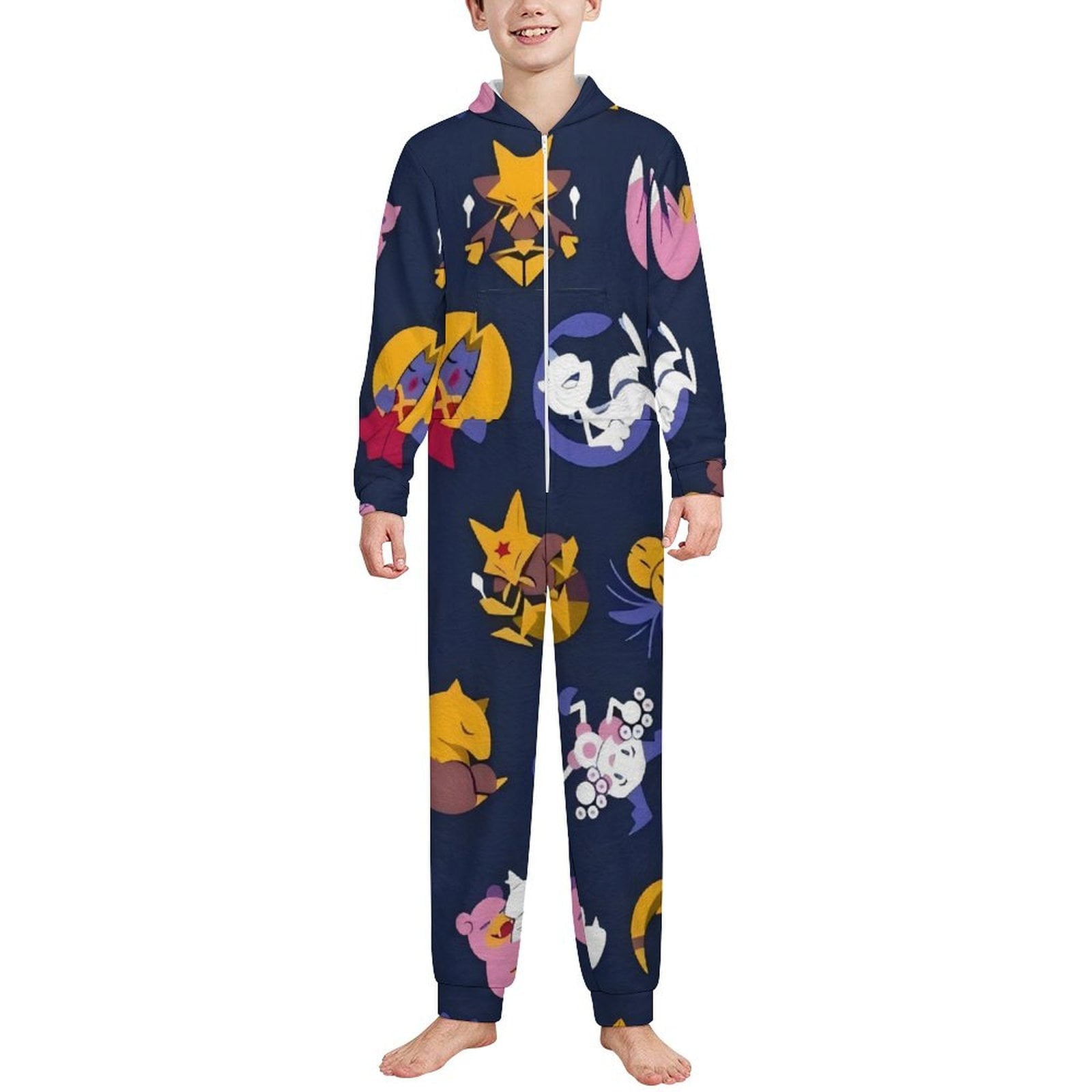 Pokemon Pikachu Children's hooded one-piece zip-up pajamas 4-5Y