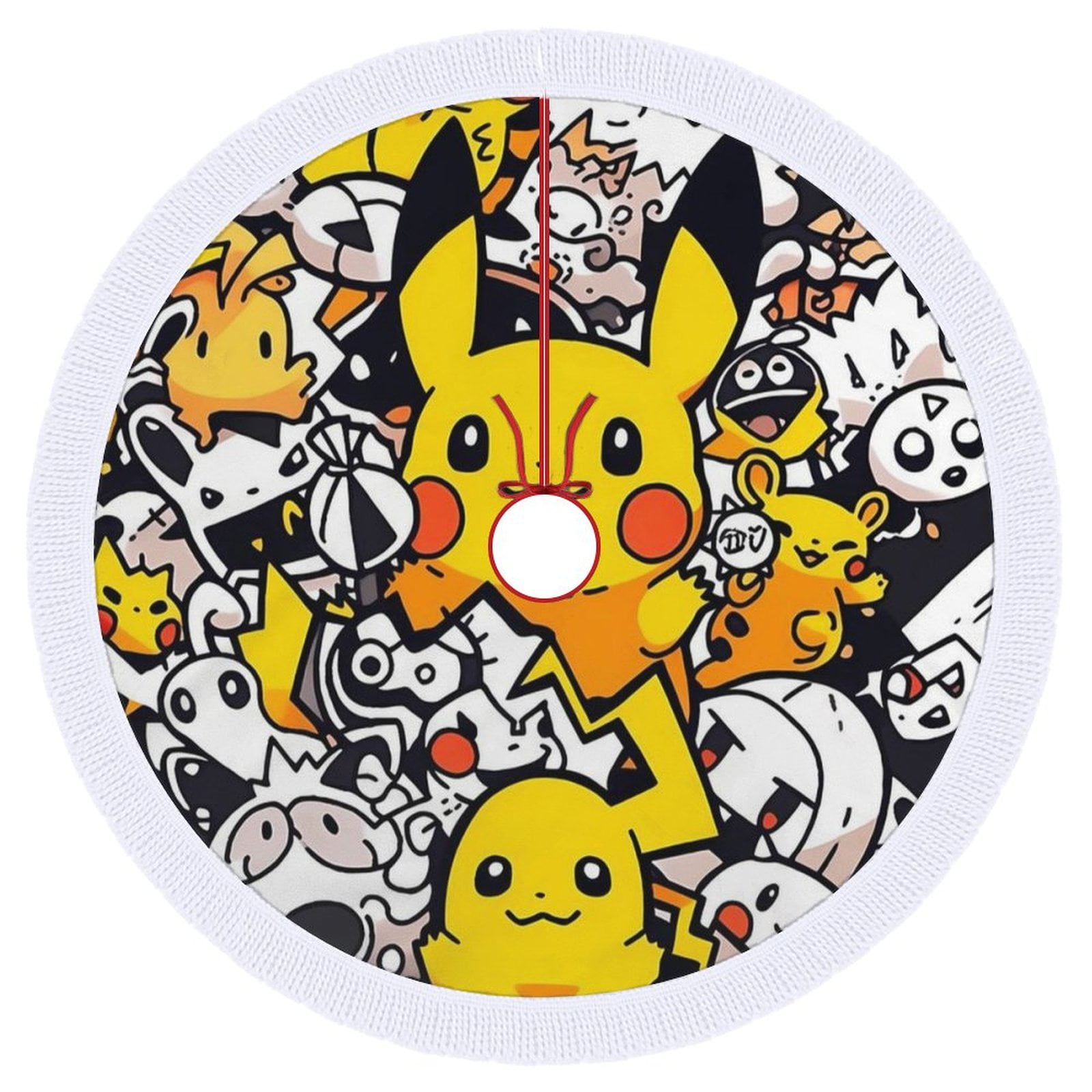 Pokemon Pikachu Christmas tree skirt Christmas tree mat with fringe ...