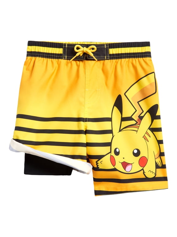 Pokemon Pikachu Compression UPF 50+ Swim Trunks Bathing Suit Little Kid to Big