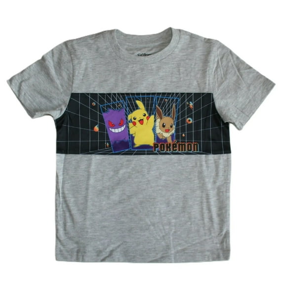 Pokemon (Pikachu, Eevee, Gengar) Character Graphic Print Big Boy's T-Shirt - Size Large (14-16)