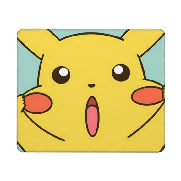 Pokemon-Pikachu Face Square Mouse Pad,Mouse Mat,Washable Mousepad Lycra Cloth,Non-Slip Rubber Base Computer Mouse Pads for Wireless Mouse,10X12In