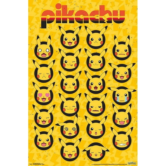 Pokemon - Pikachu Faces Poster Print (22 x 34)