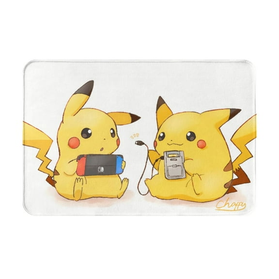 Pokemon-Pikachu Game Bathroom Rugs Mat 24x16,Extra Soft and Absorbent Microfiber Bath Rugs,Non-Slip Plush Shaggy Bath Carpet,Machine Wash Dry,Bath Mat for Bathroom Floor,Tub and Shower,Grey