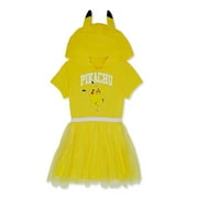 Pokemon Pikachu Girls Hooded 3D Ears Cosplay Dress with Mesh Skirt, Size 4-16