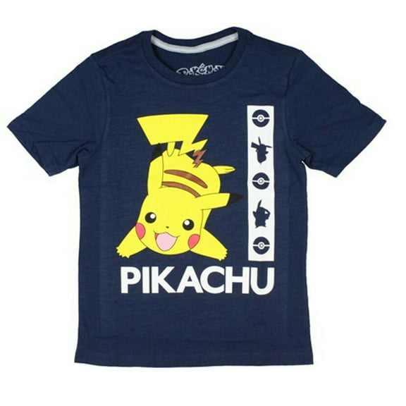 Pokemon Pikachu Happy and Energized Boy's Kids T-Shirt Tee Blue