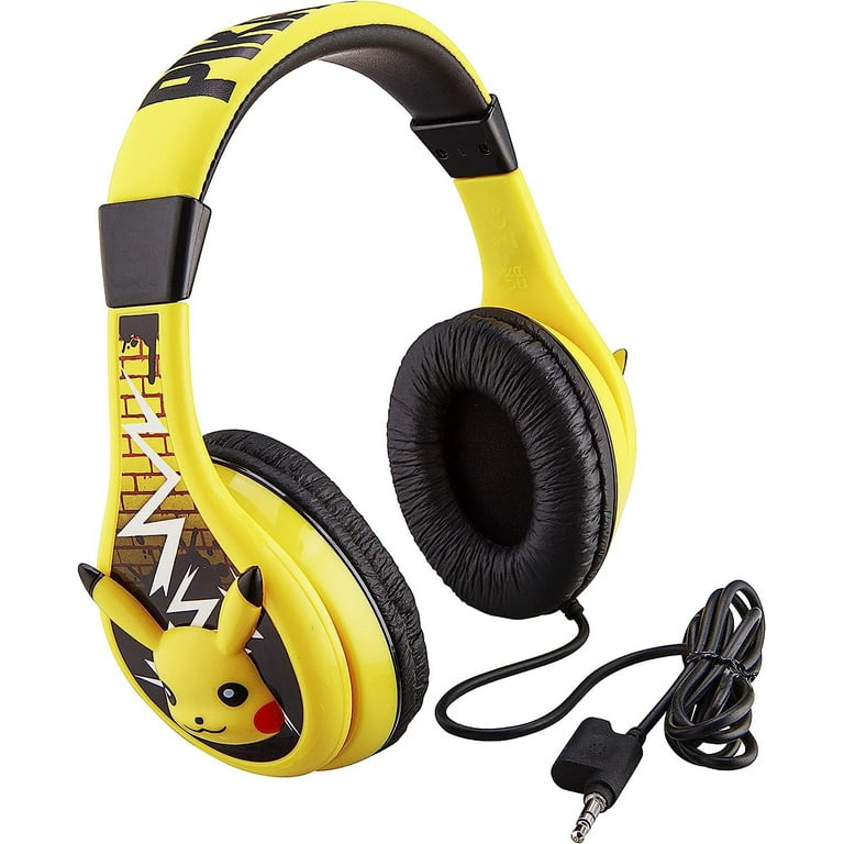 Pokemon Pikachu Headphones for Kids with Built in Volume Limiting Feature for Kid Friendly Safe Listening