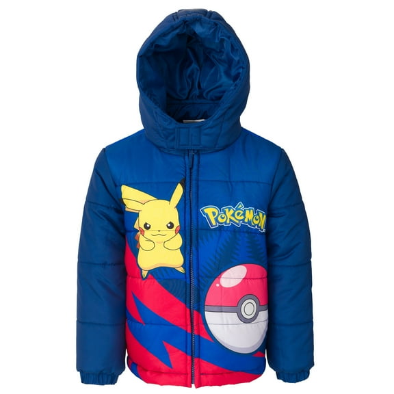 Pokemon Pikachu Ivysaur Wartortle Zip Up Puffer Jacket Little Kid to Big Kid