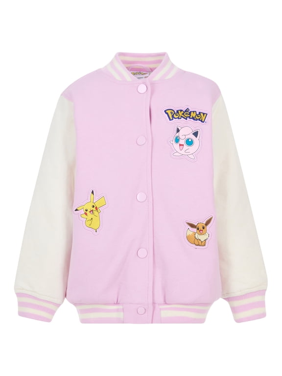 Pokemon Pikachu Jigglypuff French Terry Varsity Bomber Jacket Little Kid to Big Kid