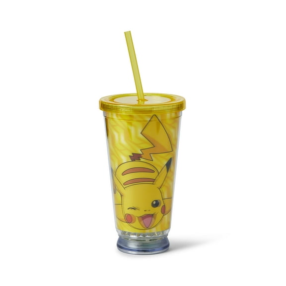Pokemon Pikachu LED Light Up Tumbler Cup with Lid and Straw