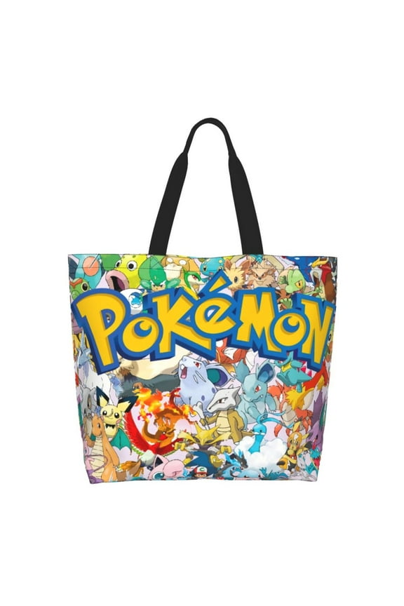 Pokemon-Pikachu Large Tote Bag For Women,Travel Shoulder Bag Top Handle Handbag for Gym Tote Bag,Work,Travel,Reusable Grocery Bags,Gifts for Women