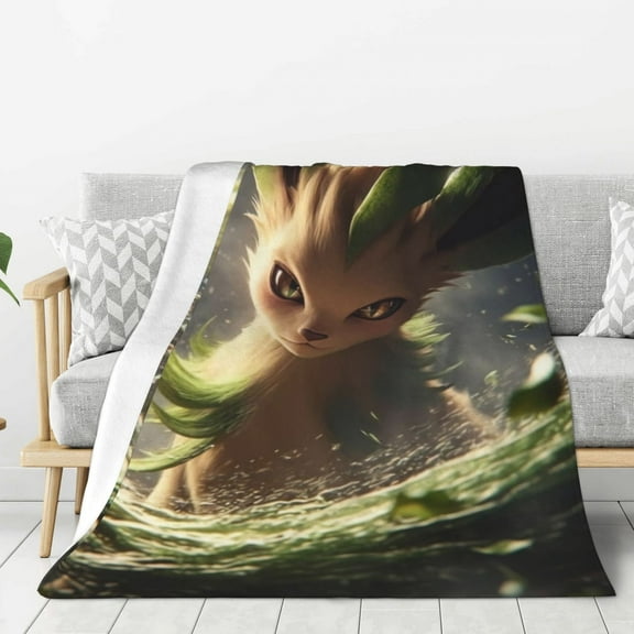 Pokemon- Pikachu Leafeon Blanket,Throw Blanket for Kids and Adults,Soft Plush Fleece Blanket for Bed,Couch,Travel,Cozy Queen Size Blanket, 40"x30"
