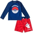 thumbnail image 1 of Pokemon Pikachu Little Boys Rash Guard and Swim Trunks Blue/ Red 7, 1 of 5