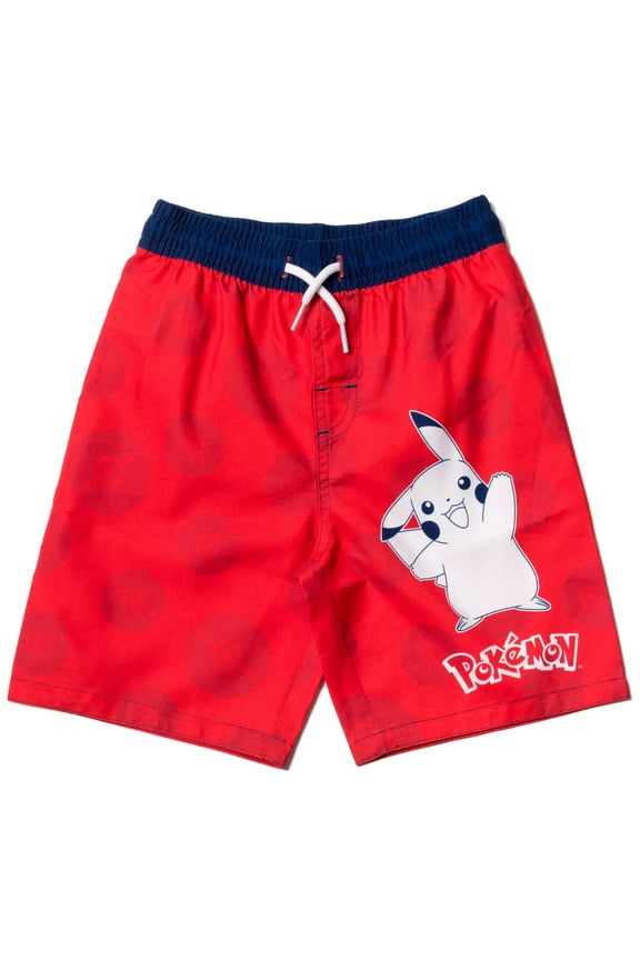 Pokemon Pikachu Little Boys Swim Trunks Bathing Suit Red 7