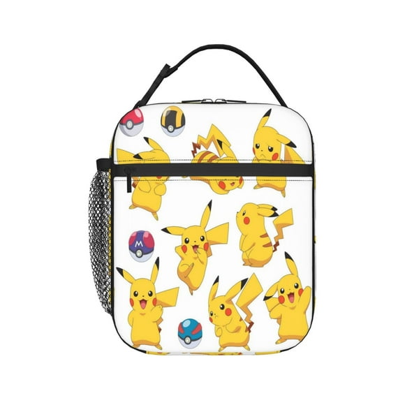 Pokemon Pikachu Lunch Box for Men,Reusable Insulated Lunch Tote,Small Leakproof Lunch Cooler Bag with High Capacity for Work,Picnic,Camping