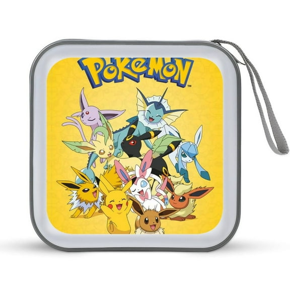 Pokemon-Pikachu Manga 40 Capacity CD Cases, Large DVD/VCD Storage Box, Portable Zipper Bag with Handle, for Car, Home, Office, Games Disc, Audio Music