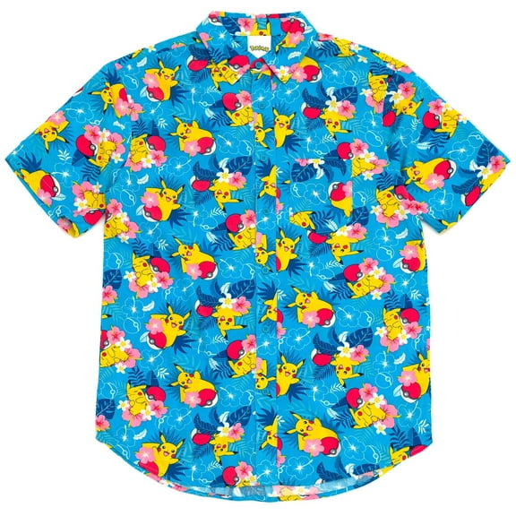 Pokemon Pikachu Matching Family Hawaiian Button Down Dress Shirt Adult