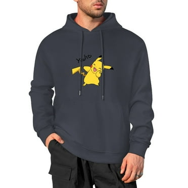 Pokemon Pikachu Men's Hoodie Cartoon Cotton Sweatshirt Casual Hooded Drawstring Sweatshirt 2XL