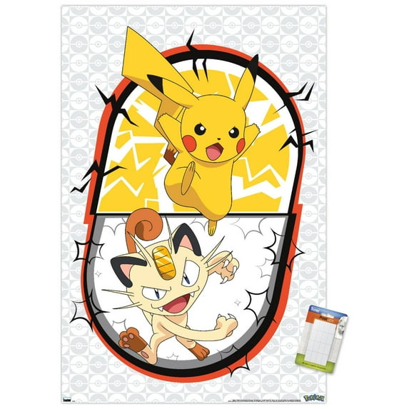 Pokemon - Pikachu Meowth Battle Wall Poster, 22.375" x 34"