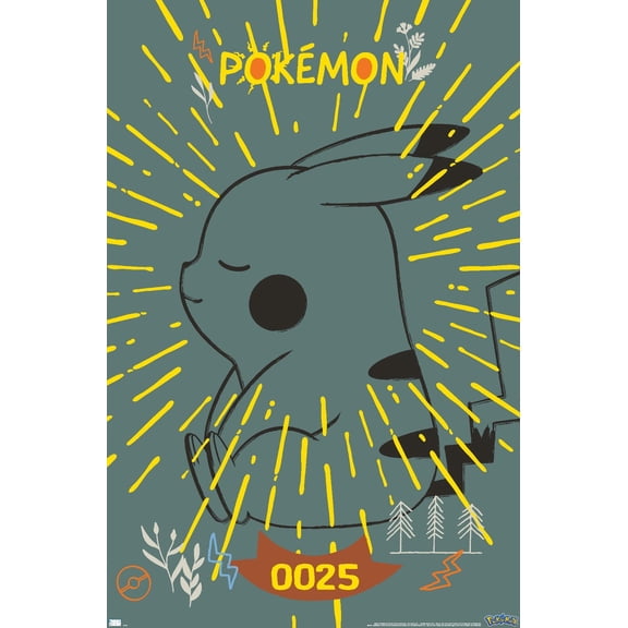 Pokemon - Pikachu Peaceful Nature Wall Poster, 14.725" x 22.375"