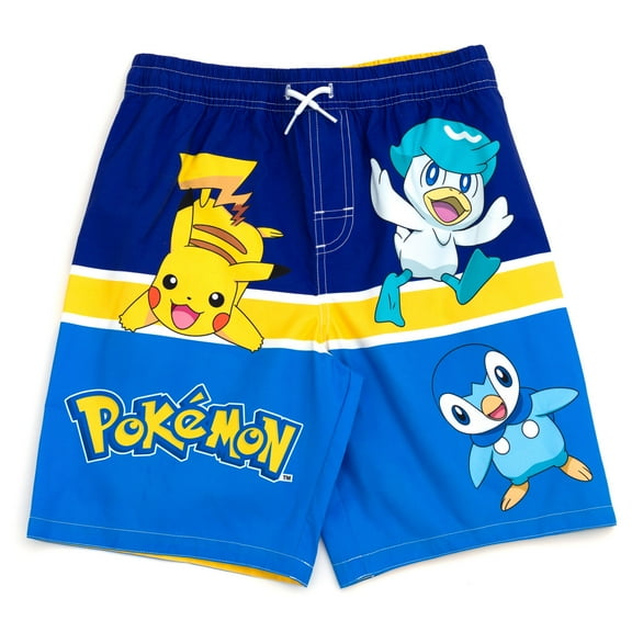 Pokemon Pikachu Piplup Quaxly Compression UPF 50  Swim Trunks Little Kid to Big Kid