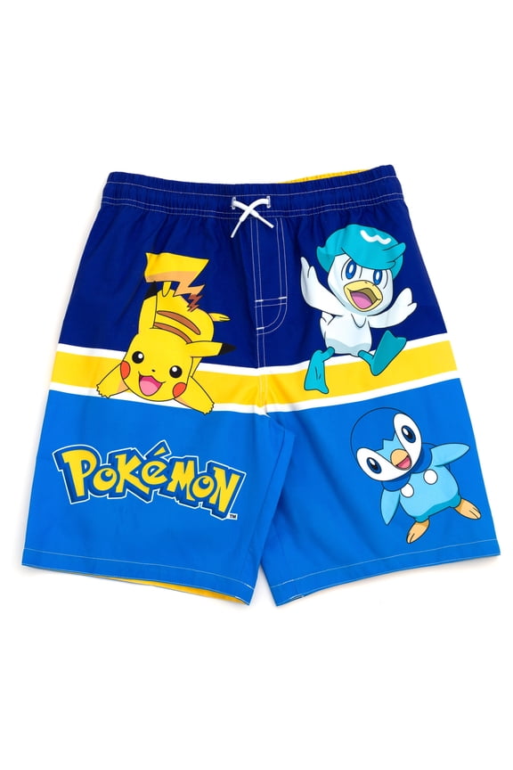 Pokemon Pikachu Piplup Quaxly Compression UPF 50+ Swim Trunks Little Kid to Big Kid