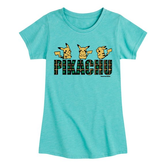 Pokémon - Pikachu Plaid Logo - Youth Girls Short Sleeve Graphic T-Shirt