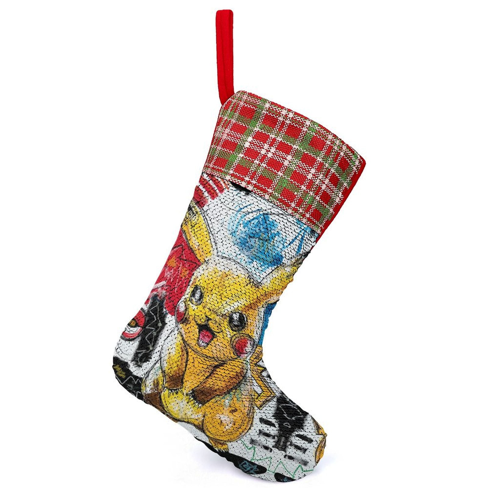 Pokemon Pikachu Sequin Christmas Stocking Glitter Christmas Stockings Personalized Large ...