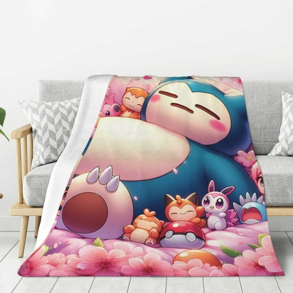 Pokemon -Pikachu Snorlax Blanket for Couch - Super Soft Cozy Blanket for Bed,Warm Fleece Blanket,Plush Throw Blanket for Adults Kids,50"x40"