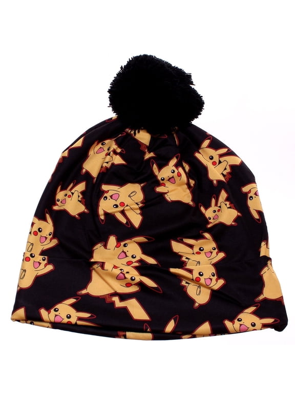 Pokemon Pikachu Sublimated Pom Beanie Black