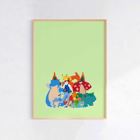 Pokemon Pikachu Trainer Team Minimal Art, Gaming Decor Gift Idea For Room – Size 24x36 Unframed Poster
