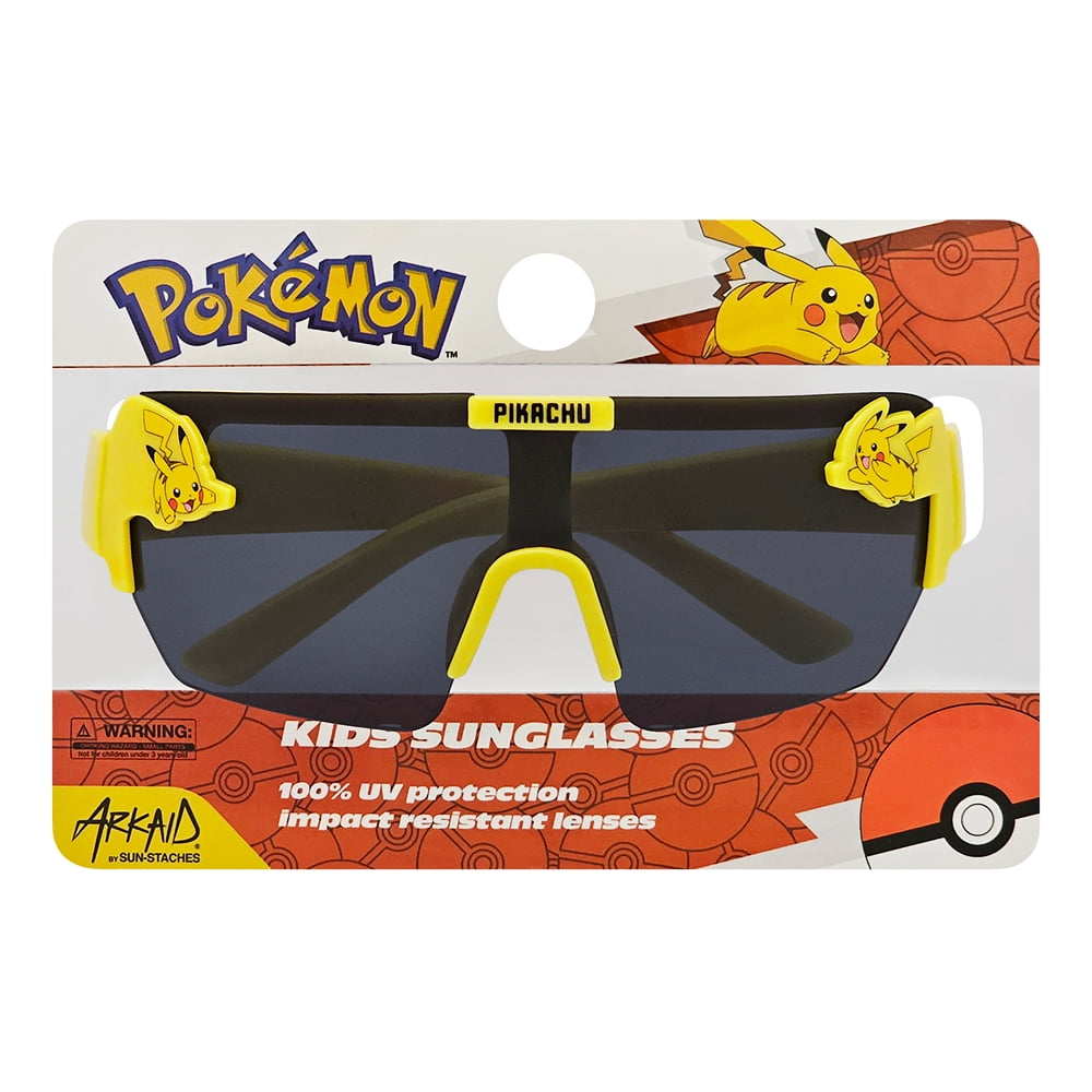 Pokemon Pikachu Yellow Large Lens Character Mold Sports Wrap Sunglasses