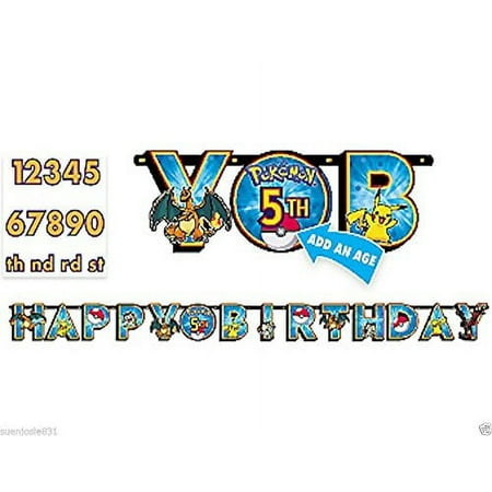 Pokemon Pikachu and Friends Jumbo Add An Age Jointed Letter Banner 10 Feet for Pokemon Theme Party