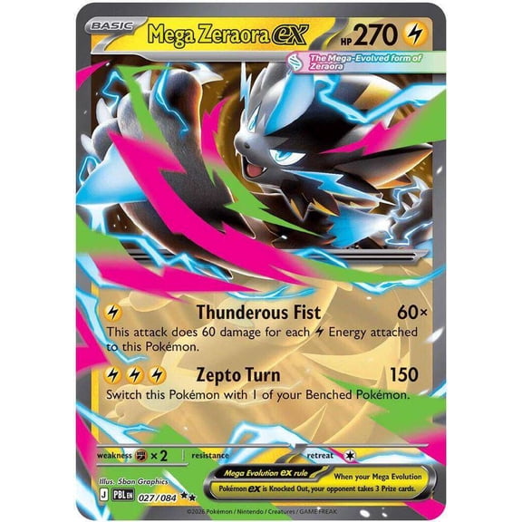 Pokemon Pitch Black Double Rare Mega Zeraora ex #27