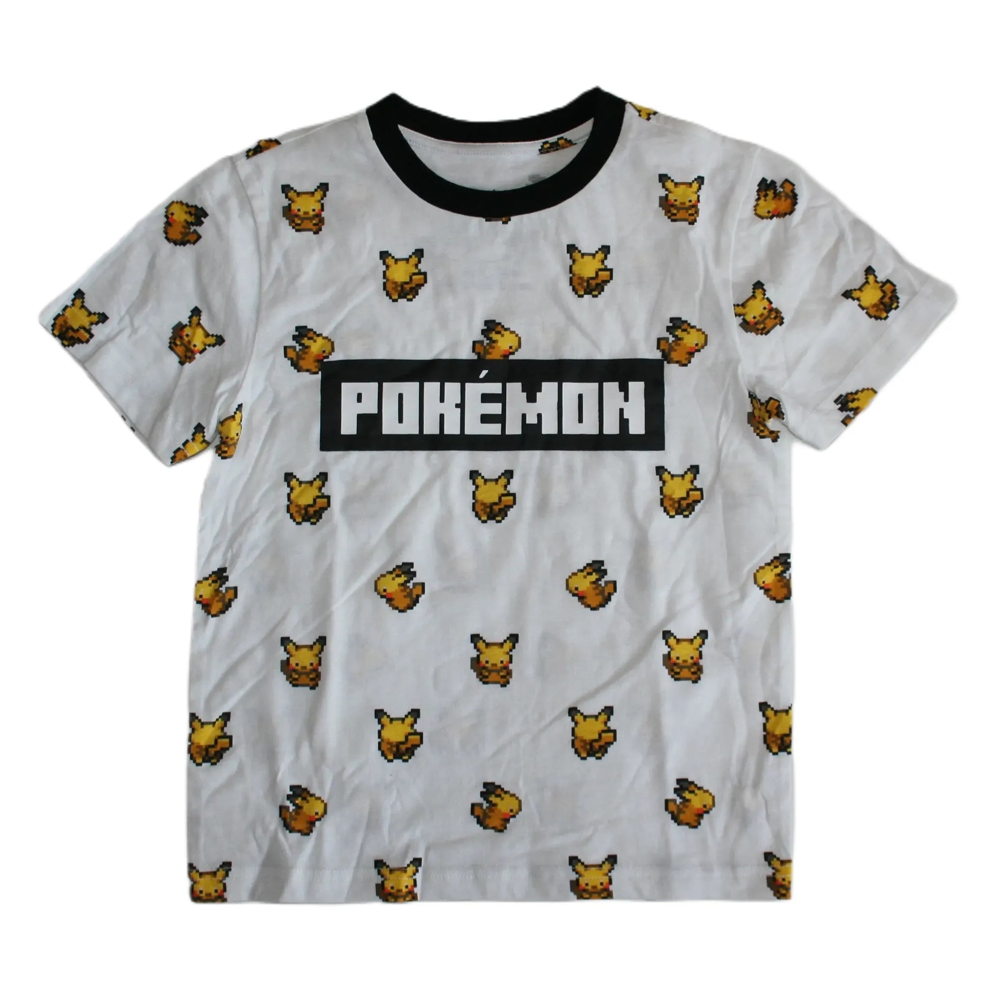 Pokemon Pixel Art Pikachu Graphic Print Little Boy's Short Sleeve