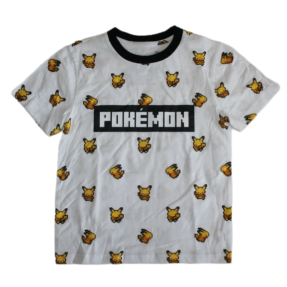 Pokemon Pixel Art Pikachu Graphic Print Little Boy's Short Sleeve T-Shirt - Size XS (6-7)
