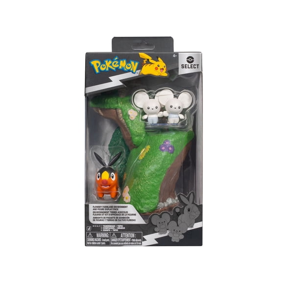 Pokemon Pkw Flowery Farmland Environment - 6 inch Multi-Level Display Set with Two 2 inch Battle Figures