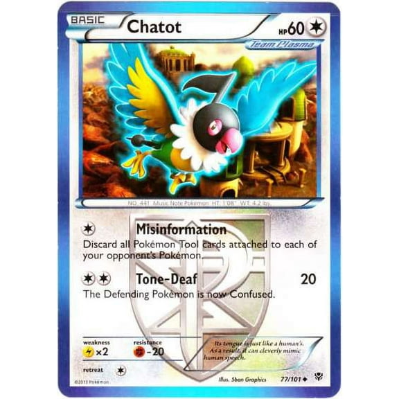 Pokemon Plasma Blast Uncommon Chatot #77