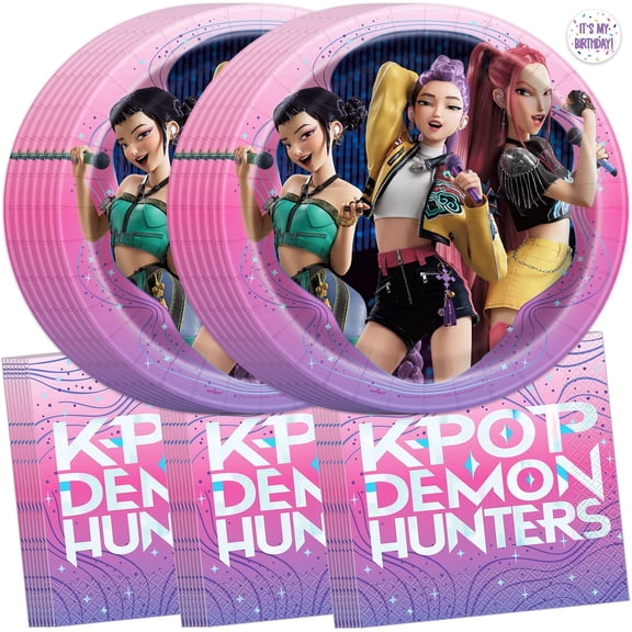 KPop  Plates and Napkins for 16 | KPop Demon Hunters Birthday Decorations and Party Supplies