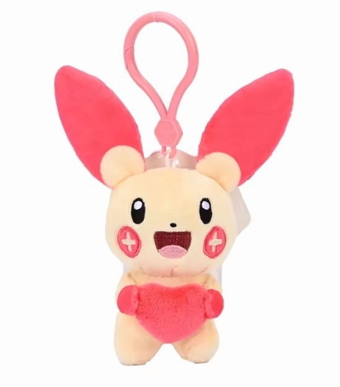 Plusle Plush Clip Keychain with Heart Plush Mini Toy for Backpack