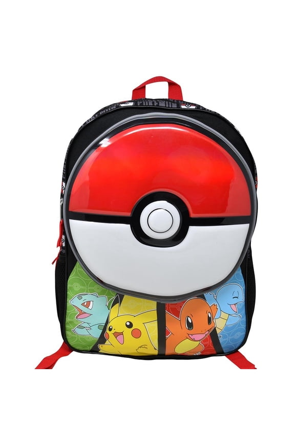 Pokemon "Pokeball" 16" Backpack with Molded Round Front Pocket & Metallic Printing