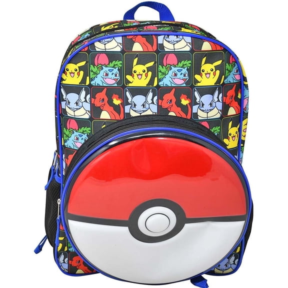 Pokemon "Pokeball" 16" Backpack with Round Front Pocket & All Over Print