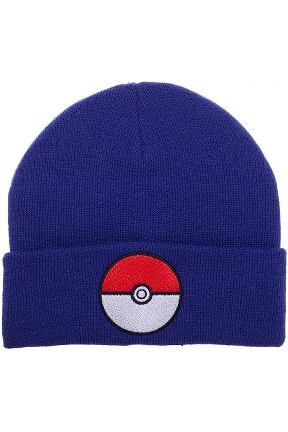 Pokemon Pokeball Adult Beanie, Royal Blue, One Size