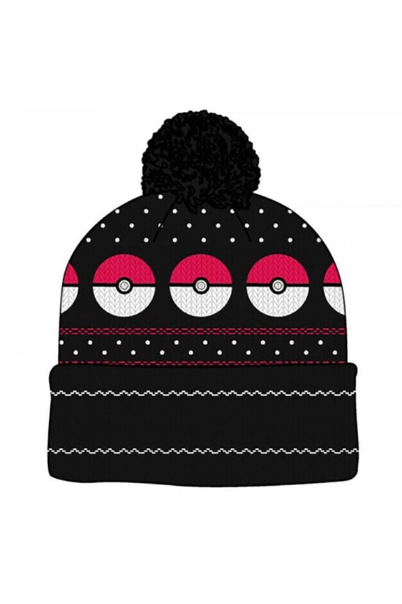 Pokemon Pokeball Fair Isle Pom Beanie