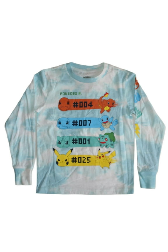 Pokemon Pokedex Character Long Sleeve Graphic Print Big Boy's T-Shirt - Size Large (14-16)
