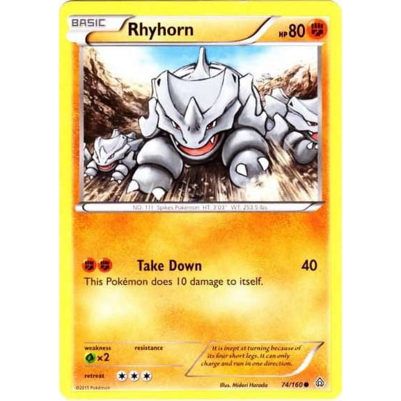 Pokemon Primal Clash Common Rhyhorn #74