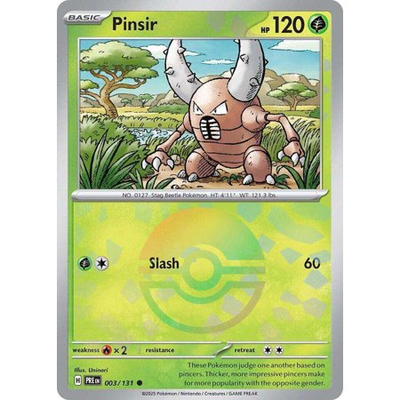 Pokemon Prismatic Evolutions Common Pinsir #3 (Poke Ball Pattern)
